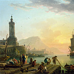 Штиль в средиземноморском порту (113х145 см) 1770, Клод-Жозеф Верне