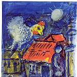 Marc CHAGALL Coq au dessus du toit rouge 40811 1146, Marc Chagall