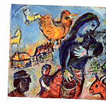 Marc Chagall ScГЁne de village au coq jaune 40662 1146, Marc Chagall