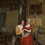 Anthonie van Dijck verliefd op zijn model, 1827, Gustave Wappers
