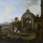 Компания охотников у фонтана, 1660-1682, Питер Вауэрман