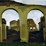 View of the Colosseum through the arcade of the Basilica of Constantine, Jean-Baptiste-Camille Corot