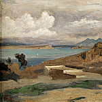 Ischia, vue prise des pentes du Mont Epomeo-Ischia, seen from Mount Epomeo, 1828. Paper on canvas, 26 x 40 cm R.F.2231, Jean-Baptiste-Camille Corot