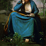 Liseuse couronee des Fleurs or La Muse de Virgil. Oil on canvas RF 2599, Jean-Baptiste-Camille Corot