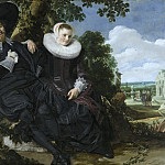 Portret van een stel in een landschap, waarschijnlijk Isaac Abrahamsz Massa () en Beatrix van der Laen (1592-1639), 1622, Frans Hals