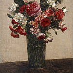 Натюрморт с розами и астрами в стеклянной вазе, Игнас-Анри-Жан-Теодор Фантен-Латур