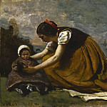 Mother and Child on a Beach, Jean-Baptiste-Camille Corot