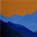Борис Дмитриевич Григорьев - Вечер #98 Вечер (Синие горы на фоне оранжевого неба)