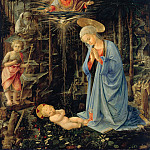 Дева Мария, поклоняющаяся Младенцу, со свв Иоанном Крестителем и Бернардом, Фра Филиппо Липпи