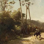 Картины с аукционов Sotheby’s - Camille Pissarro - Landscape of Antilles, Donkeys Rider on the Road, 1856
