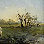 Картины с аукционов Sotheby’s - Camille Pissarro - White Horse at the Meadow, 1856