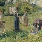 Картины с аукционов Sotheby’s - Camille Pissarro - Laundresses at Eragny (study), 1901
