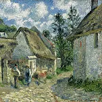 Картины с аукционов Sotheby’s - Camille Pissarro - Paved Street at Valhermeil, Auvers-sur-Oise, the Cabins and the Cow, 1880
