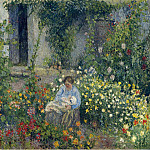 Julie and Ludovic-Rodolphe Pissarro among the Flowers, 1879, Camille Pissarro