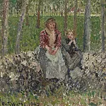 Картины с аукционов Sotheby’s - Camille Pissarro - Peasants Seated under the Trees at Moret, 1902