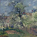 Картины с аукционов Sotheby’s - Camille Pissarro - The Garden of Maubuisson, Pontoise. Pear Trees in Bloom, 1877