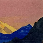 Гималаи #149 Золотистый пик на розовом небе