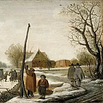 Часть 1 - Аверкамп, Барент (1612-13-1679) - Зимний пейзаж с замерзшей рекой