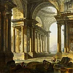 Part 1 Louvre - Pierre Antoine de Machy -- A temple in ruins