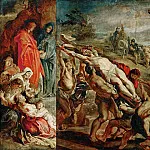 Part 1 Louvre - Rubens, Peter Paul -- The Elevation of the Cross, sketch for the triptych painted in 1609-1610 for the church in St.Walburg in Antwerp, now in the Antwerp Cathedral. Wood, 68 x 107 cm (center 52, right 27, 5 and left 26 cm) M.N.R.411