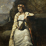 Haydee, jeune femme en costume grec-young woman in Greek costume, perhaps the heroine of Byron’s Don Juan. Canvas, 60 x 44 cm R.F. 1965-5, Jean-Baptiste-Camille Corot