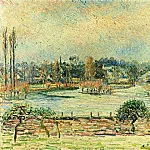 Камиль Писсарро - Вид Базенкура, паводок, утреннее впечатление (1892)
