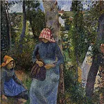 Камиль Писсарро - Две юные крестьянки, беседующие под деревьями (1881)