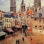 Камиль Писсарро - Улица л Эпписери, Руан - Утро, пасмурная погода (1898)