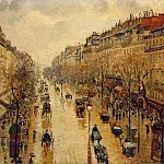 Camille Pissarro - Pissarro Le Boulevard Montmartre, temps de pluie, apres-midi
