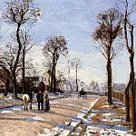 Камиль Писсарро - Улица зимой - снег и солнечный свет (1872)