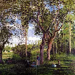 Камиль Писсарро - Пейзаж со странствующими актерами, которые отдыхают под деревьями. (1872)