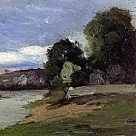 Камиль Писсарро - Берега реки и баржа (1864)
