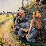 Камиль Писсарро - Крестьянки, сидящая и стоящая на коленях (1893)