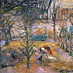 Камиль Писсарро - Двор фермы у красного дома, Понтуаз (1877)