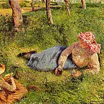 Камиль Писсарро - Отдых с легкой закуской - ребенок и молодая крестьянка (1882)