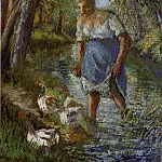 Камиль Писсарро - Крестьянка, переходящая ручей (1894)