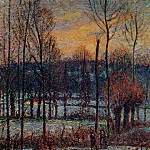 Камиль Писсарро - Впечатление от снега, закат, Эраньи (1895)