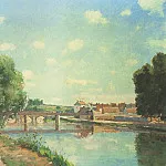 Camille Pissarro - Pissarro The Railway Bridge at Pontoise, 1873, private colle