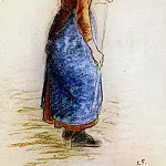 Камиль Писсарро - Этюд - Девушка, собирающая яблоки