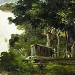 Камиль Писсарро - Пейзаж с домом в лесу, Сан-Тома, Антильские о-ва 1854-55