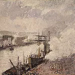 Camille Pissarro - Pissarro Steamboats in the Port of Rouen 1896