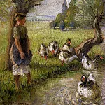Камиль Писсарро - Девушка, присматривающая за гусями (1890)