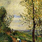 Камиль Писсарро - Пейзаж с мужчиной, копающим землю. (1877)
