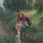 Камиль Писсарро - Женщина моет ноги в ручье