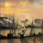 Камиль Писсарро - Руанская пристань на закате (1896)