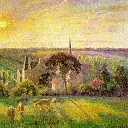 Камиль Писсарро - Пейзаж. Церковь и ферма в Эраньи 1895