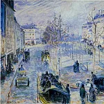 Camille Pissarro - Boulevard de Clichy, Winter, Sunlight Effect. (1880)
