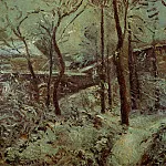 Камиль Писсарро - Грязная тропинка, Понтуаз, впечатление от выпавшего снега (1874)