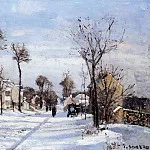 Камиль Писсарро - Улица в снегу, Лувесьен (1872)