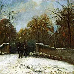 Камиль Писсарро - Вход в лес Марли (впечатление от выпавшего снега) 1869